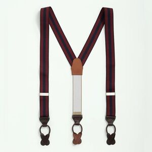 Brooks Brothers Men's Striped Suspenders - Navy Burgundy OS NWT Current Style